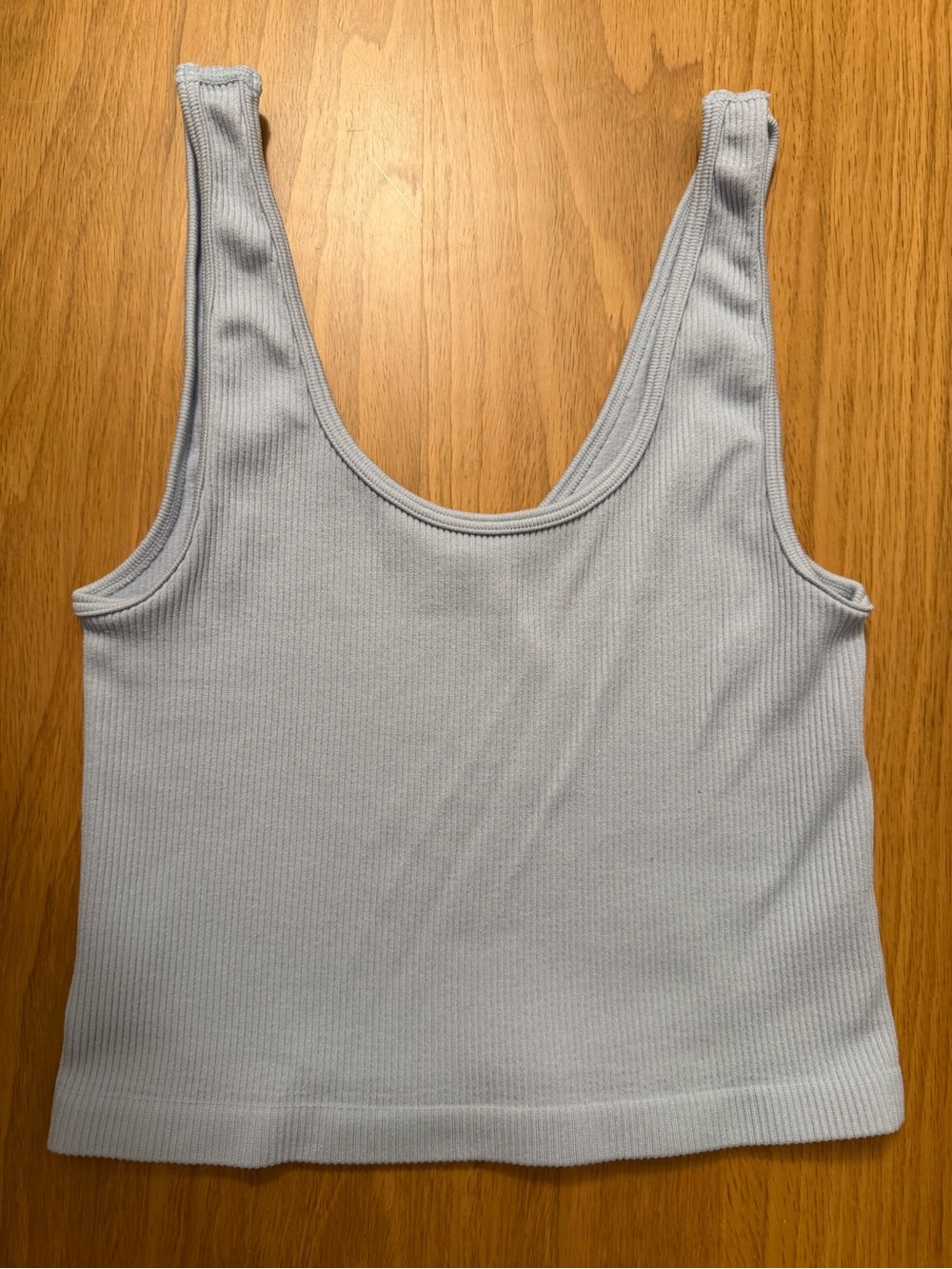 Light Blue Cropped Ribbed Tank Top - Picture 2 of 2